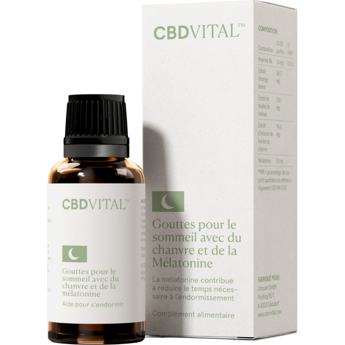 CBD VITAL Schlaftropfen mit Hanf und Melatonin - Vorderansicht