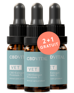 Extrait Premium VET CBD 5 ★ 2 + 1 GRATUIT